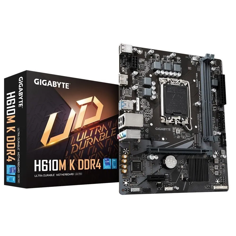 技嘉 H610M K DDR4 技嘉 H610M K DDR4(M-ATX/1H/LAN 1Gb/註四年/2DIMM)5相供電:圖片 1