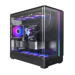 君主 MONTECH KING 15 PRO 黑 全景玻璃透側機殼 (M-ATX/Type-C/內建風扇下3後1/曲面玻璃透側/ARGB燈條/斜角風扇設計/顯卡435mm/塔扇187mm)