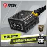 微星 MAG A1250GL PCIE5 金牌/全模/ATX3.1/7年保